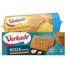 Verkade sprits original, frou frou vanille, San Francisco, knappertjes, Maria, nizza kokos